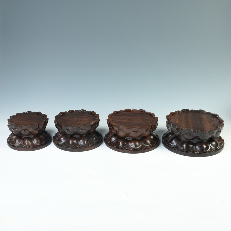 Ebony woodcarvings circular handicraft furnishing articles bodhisattva guanyin lotus lotus base station base solid wood, heightening