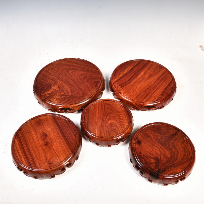 Red wingceltis spend pear mahogany round base solid wood furnishing articles log base stone, jade zisha teapot tea base