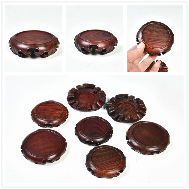 Red wingceltis spend pear mahogany round base solid wood furnishing articles log base stone, jade zisha teapot tea base