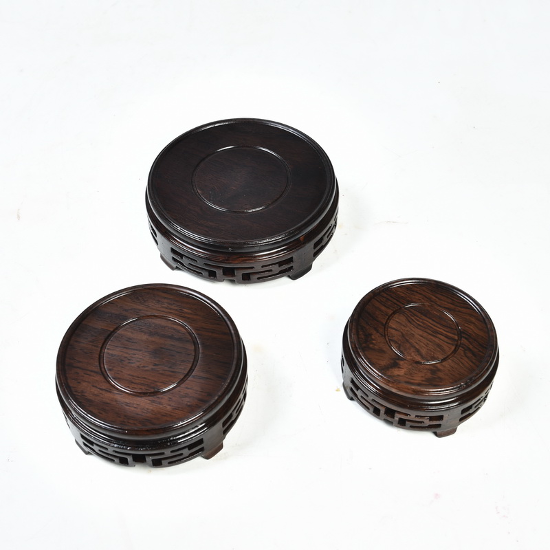 Mahogany base solid wood frame feel meander base it vase stone bonsai antique circular base