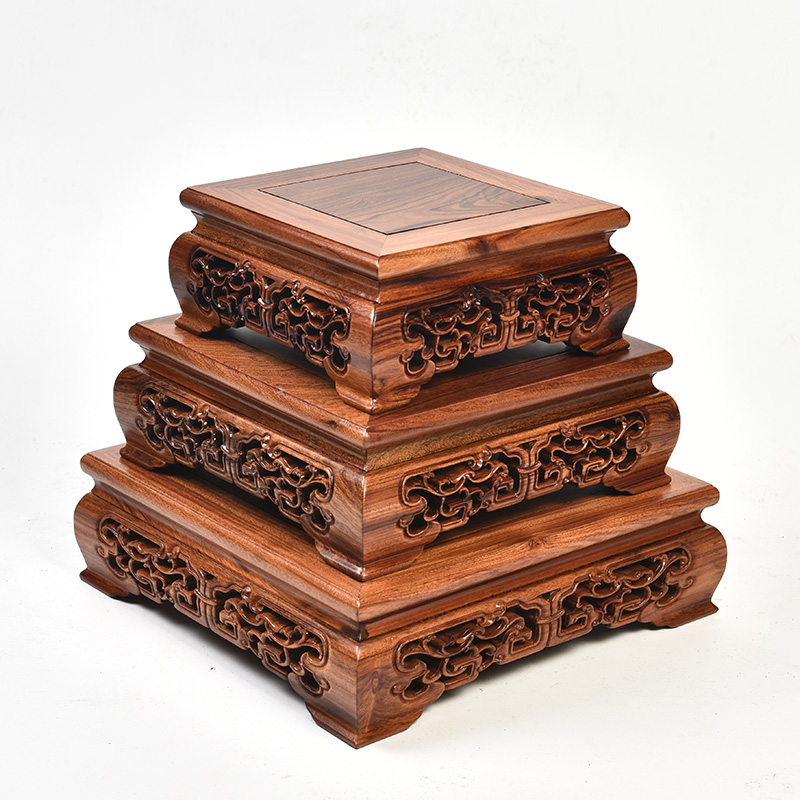 Redwood base solid wood rectangle jade stone furnishing articles planter base square for FoTai Buddha base