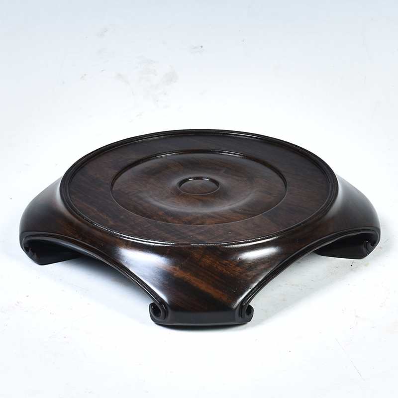 Ebony woodcarvings base monolith carving round base solid wood retro nature round place vases are it base