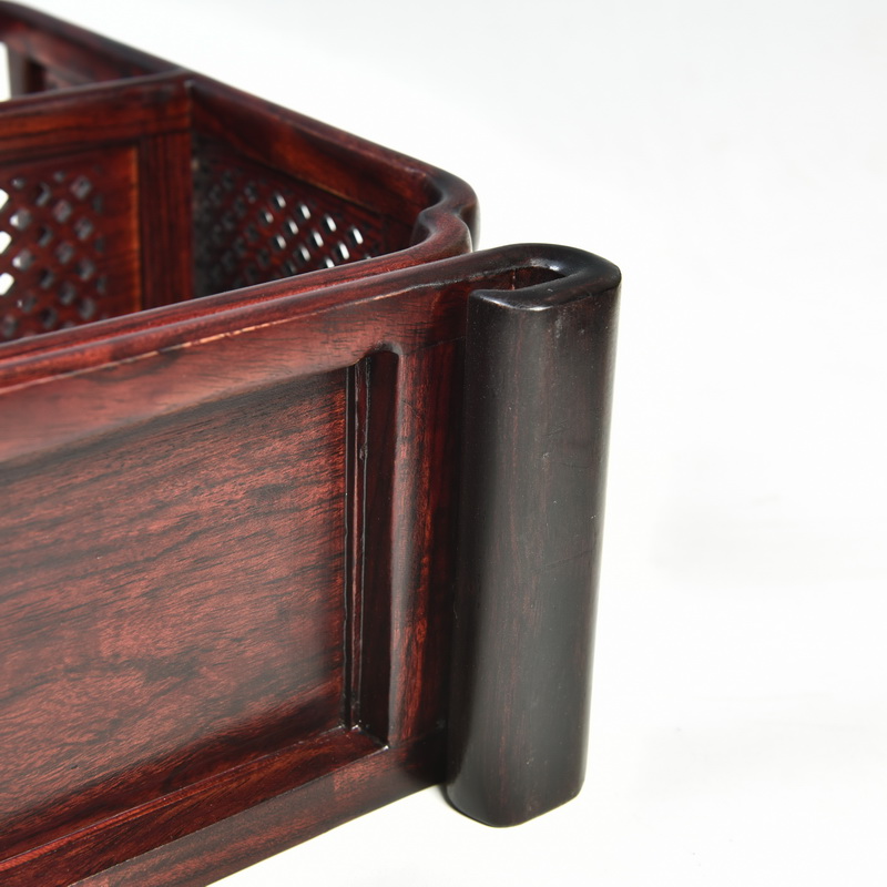 Small red acid branch m letters treasure cabinet rich ancient frame wood carving handicraft furnishing articles miniascape base ceramic tea pot - base frame