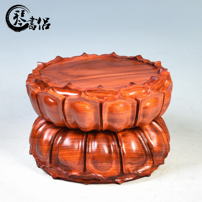 Pianology picking red round solid wood guanyin bodhisattva ocean 's king kong hua limu lotus base wooden Buddha base