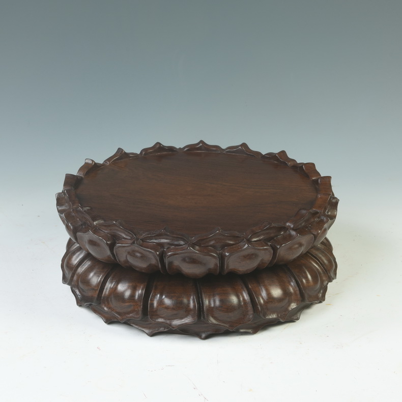 Pianology picking ebony wood lotus pedestal manual wood carving bodhisattva guanyin Buddha base circle