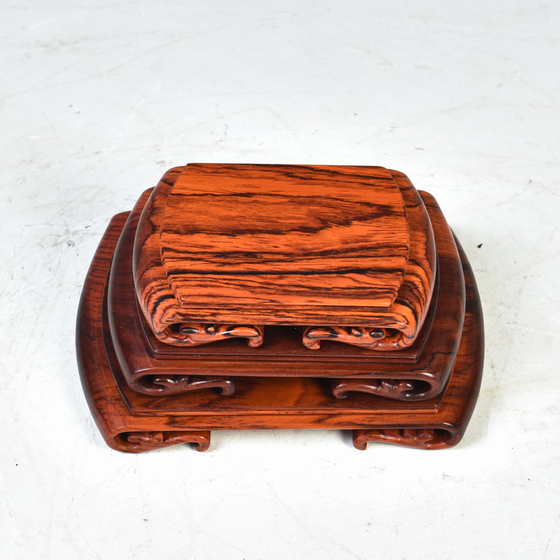 Pianology picking red mahogany base acid branch scroll base small square tea sets are it jade penjing base