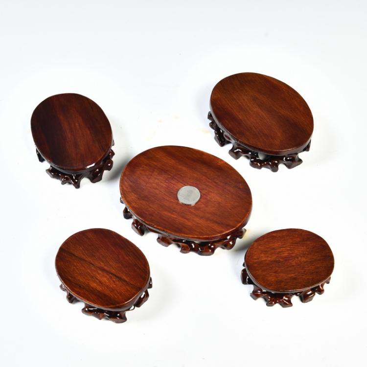 Woodcarving oval base stone base stone base solid wood can be excavated furnishing articles it wood base