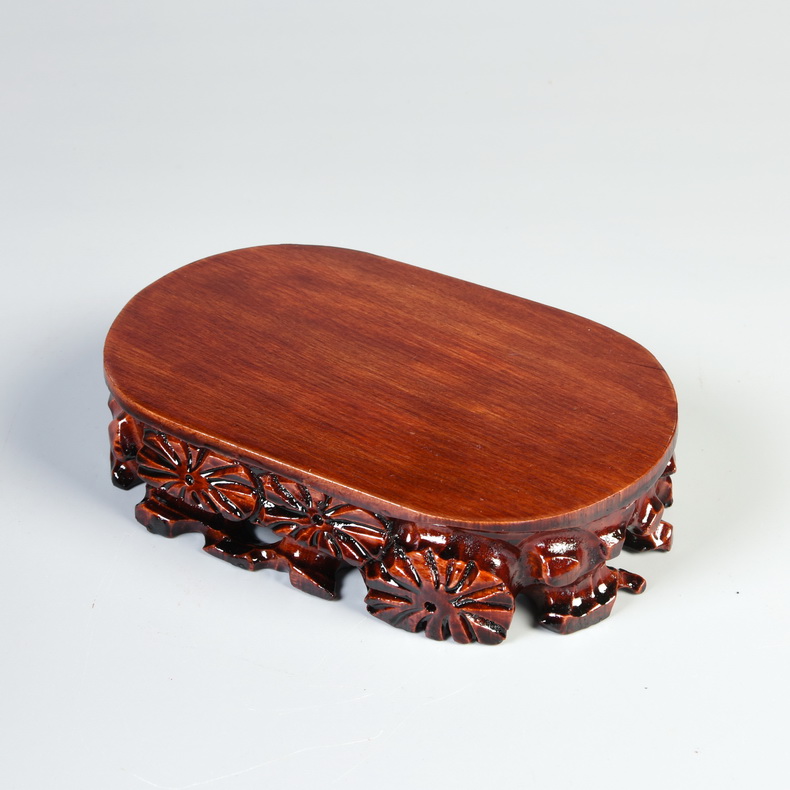 Solid wood carved stone base base oval flower miniascape of base rock base furnishing articles