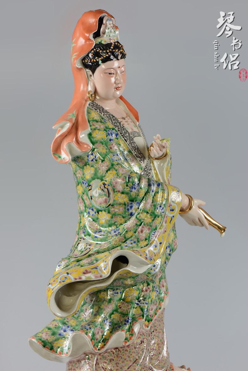 Pianology picking jingdezhen hand - made antique porcelain color dripping guanyin furnishing articles gifts