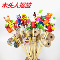 Special price popular puppet hand drum happy wooden wooden man shake drum hot selling toys at street stalls and temple fairs