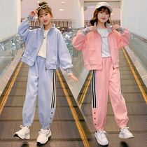 8 Girls autumn sweater suits 9 New childrens clothing 10 Western style big childrens sportswear 12-year-old girls spring and autumn styles