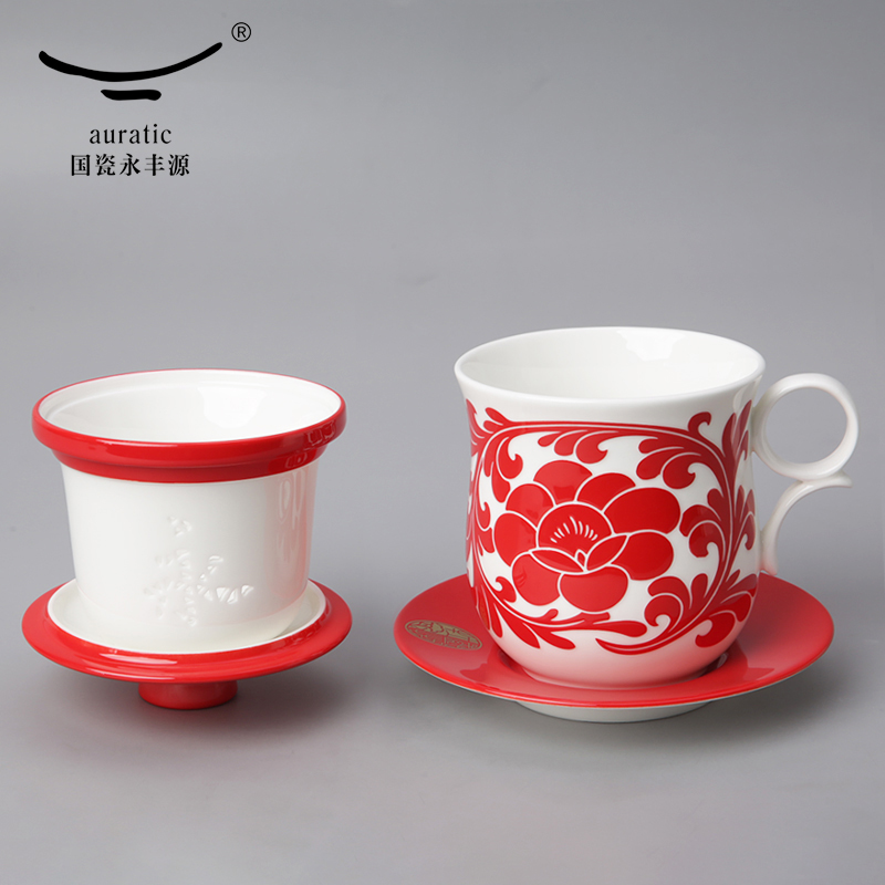 The porcelain yongfeng source under The glaze ceramic cups of tea every cup of carve patterns or designs on woodwork wedding cup set four cup romantic lovers