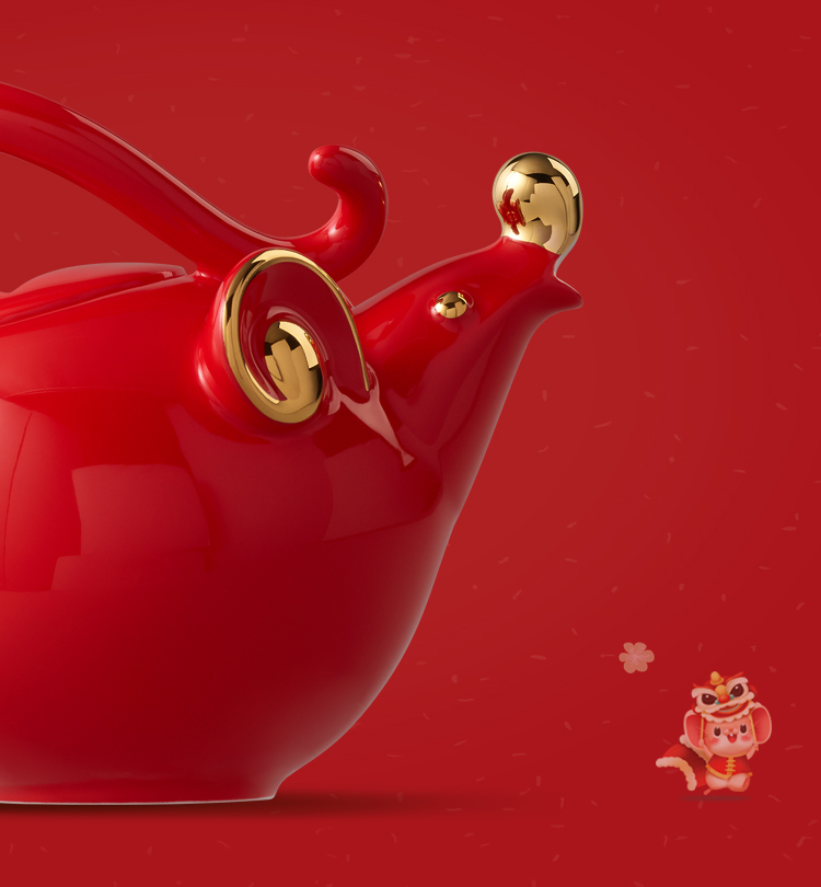 The porcelain yongfeng source auspicious year of The rat tea sets 6 head tea Spring Festival gifts ceramic art