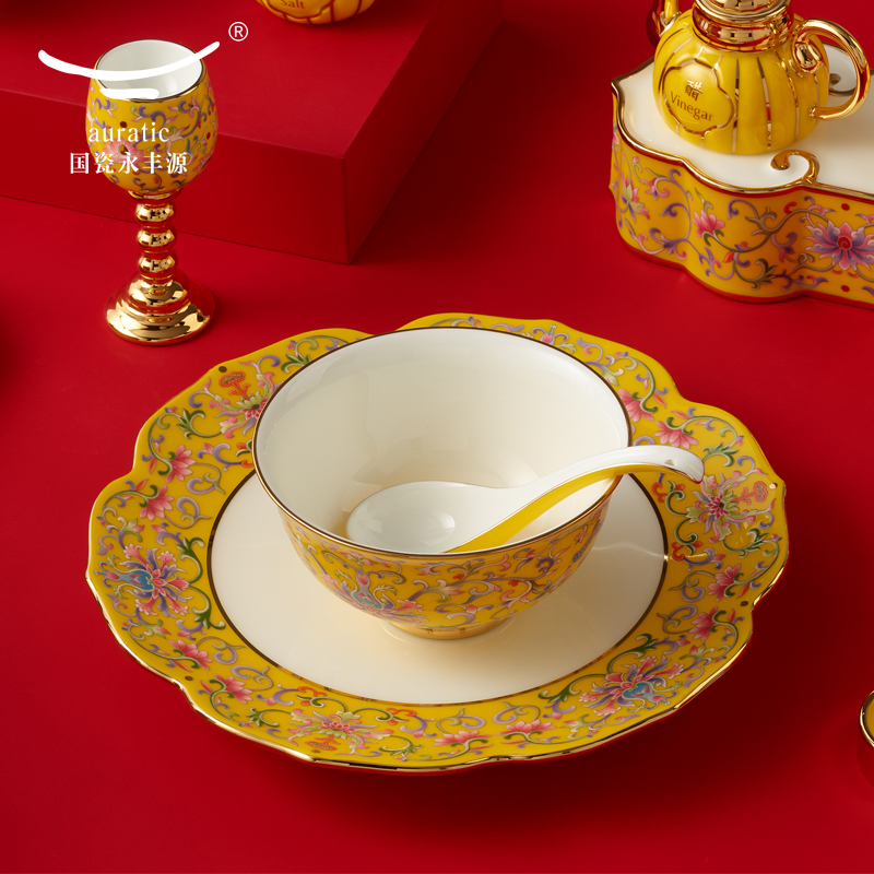 The new court porcelain Mr Yongfeng source porcelain porcelain 69 head of ceramic tableware set 6 doses seder deluxe edition