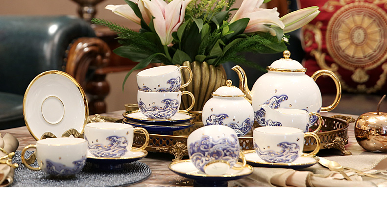 The porcelain Mr Yongfeng source porcelain sea pearl 17 coffee cup suit ceramics afternoon tea set