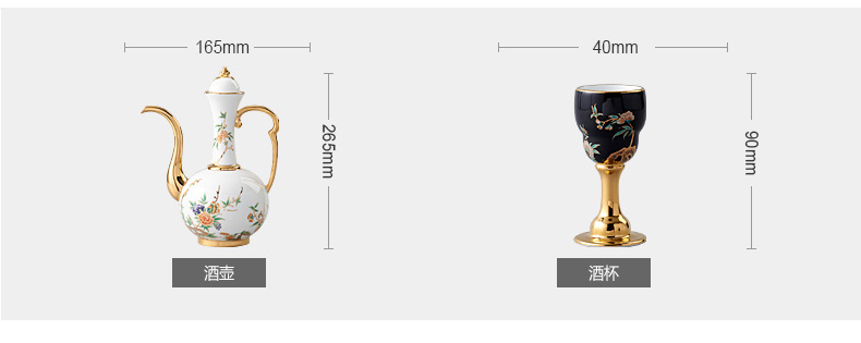 The porcelain Mrs Yongfeng source porcelain pomegranate home 10 head ceramic wine cup of wine set The clear glass decanters