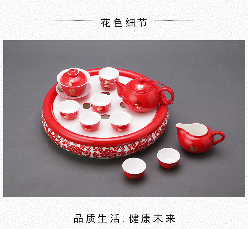 The porcelain yongfeng source under The glaze of carve patterns or designs on woodwork every ceramic kung fu tea set a complete set of tea cups tea tray household gifts