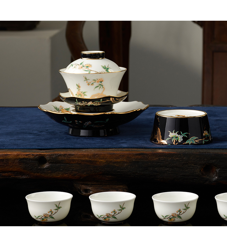 Mrs Porcelain Porcelain countries yongfeng source pomegranate home 3 head tureen ceramic kung fu tea set cover cup tureen tea cups