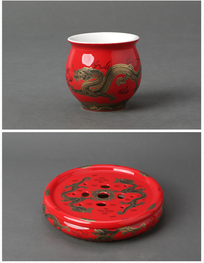 The porcelain yongfeng source red fury of The dragon kung fu tea set a complete set of tea cups cup teapot Chinese wind