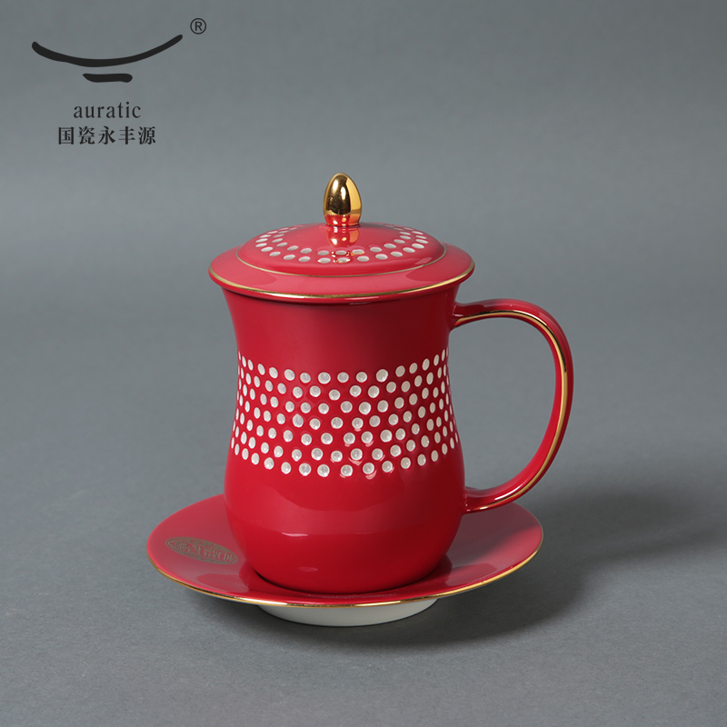 The porcelain yongfeng source auspicious new ipads porcelain ceramic cups with cover office cup suit high - grade glass meeting room