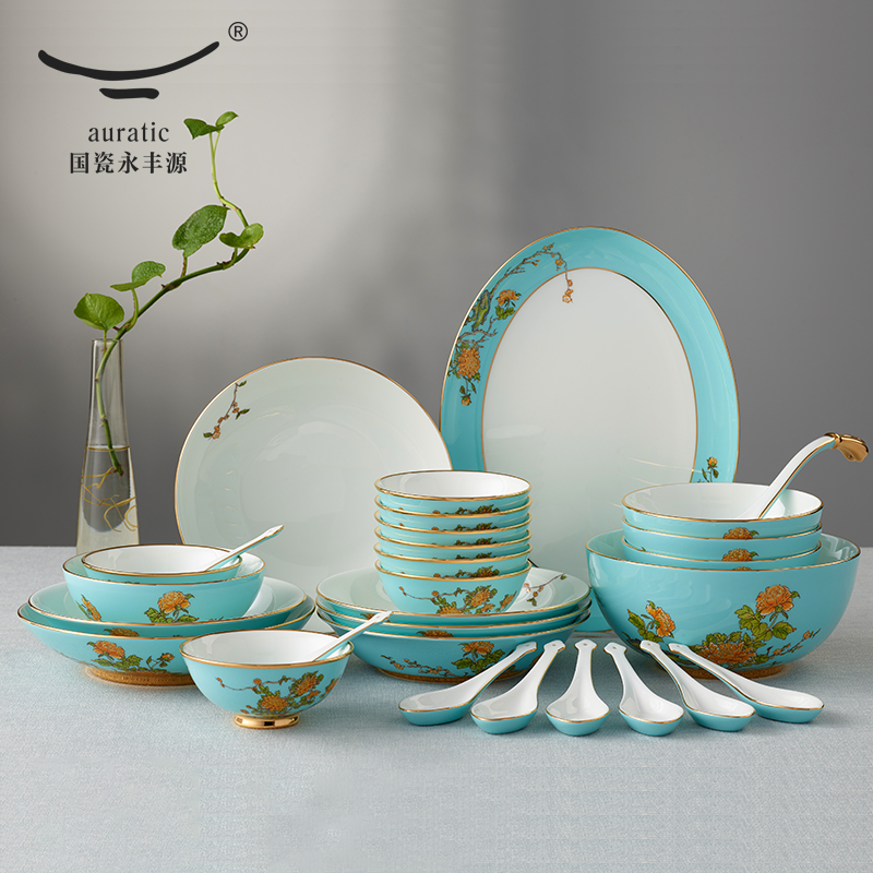 The porcelain yongfeng source 29 head porcelain tableware suit dishes ceramic home eight Chinese meal wedding gifts
