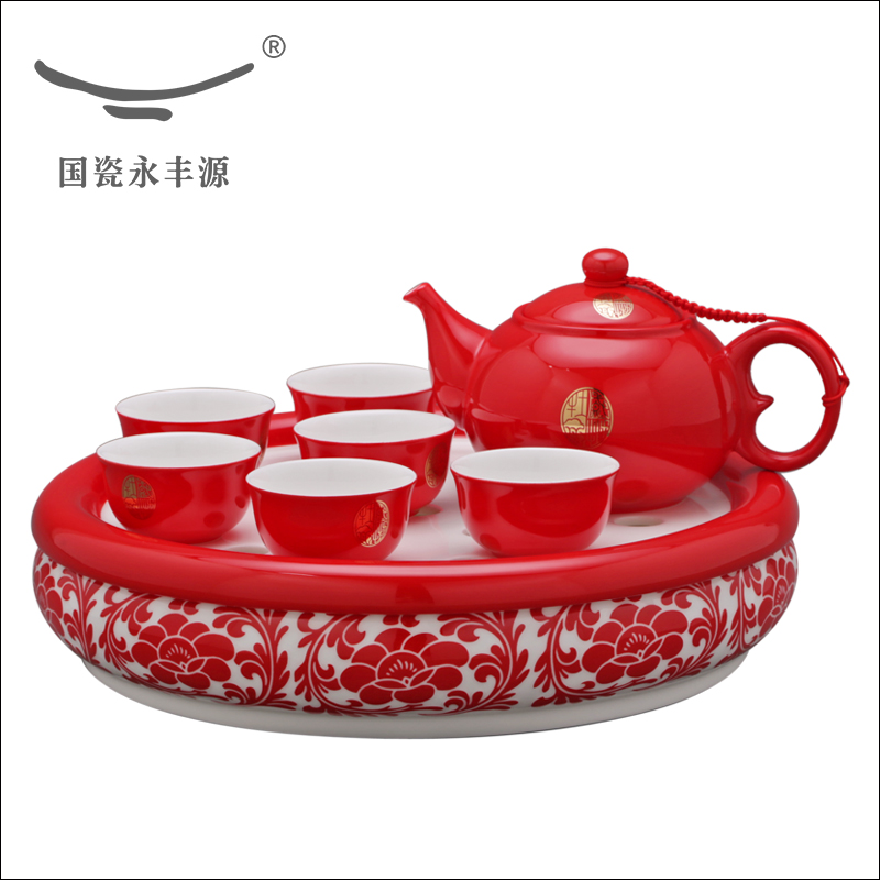 The porcelain yongfeng source under The glaze ceramic tea set tea tray of a complete set of tea cups every kung fu tea tray, tea art of carve patterns or designs on woodwork suit