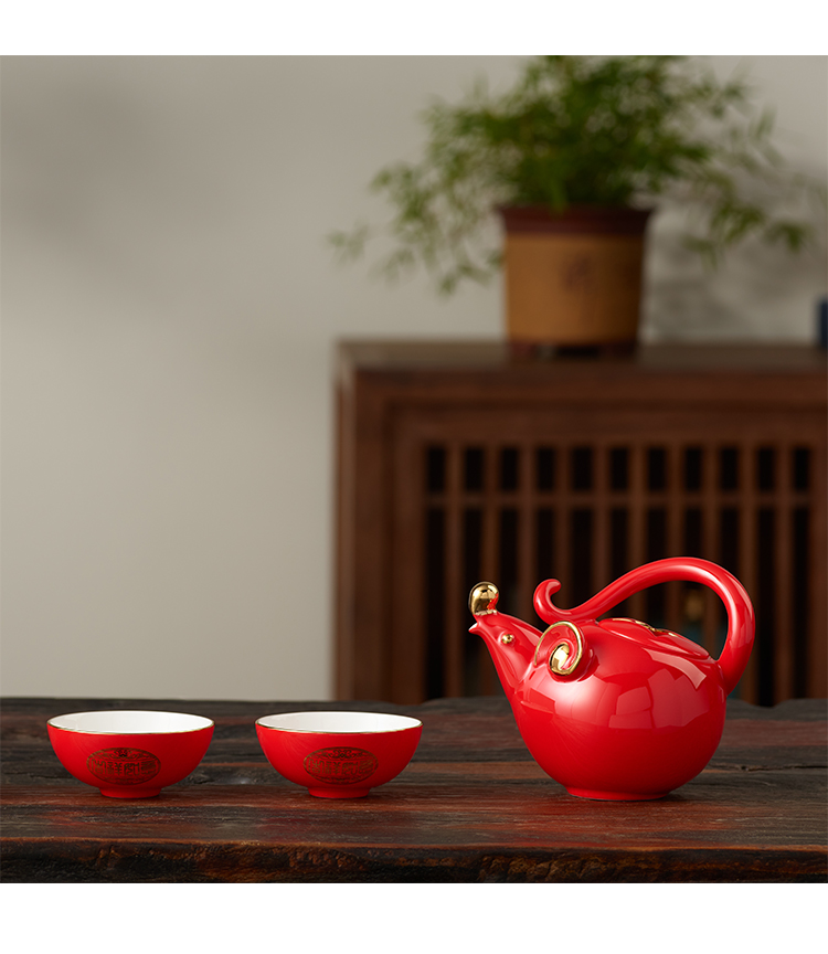 The porcelain yongfeng source auspicious year of The rat tea sets 6 head tea Spring Festival gifts ceramic art
