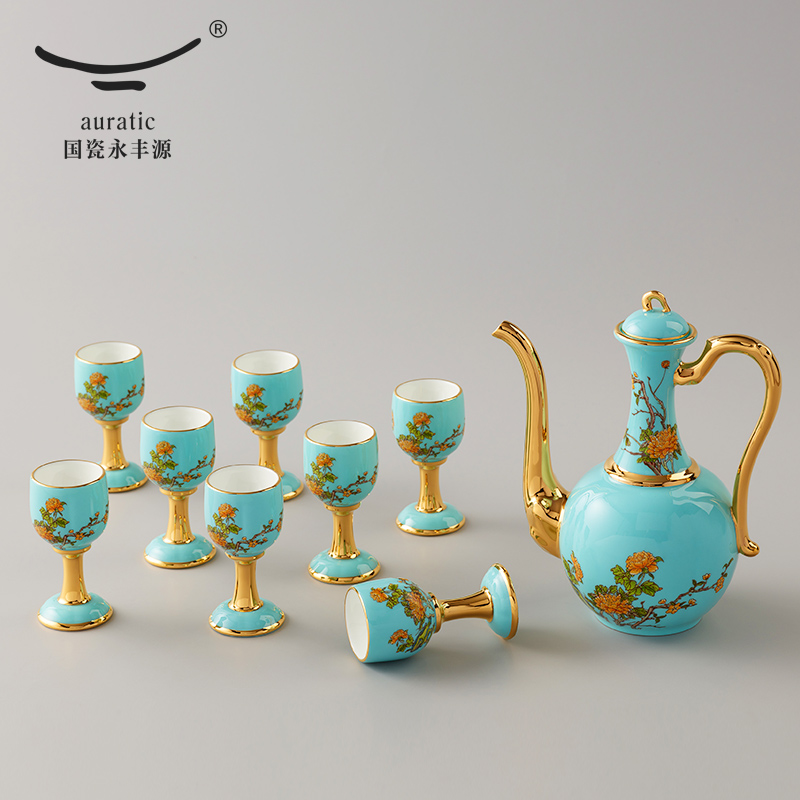 Porcelain Mrs Yongfeng source Porcelain ten head of wine liquor cup hip ceramics hip household suit Chinese style of the ancients