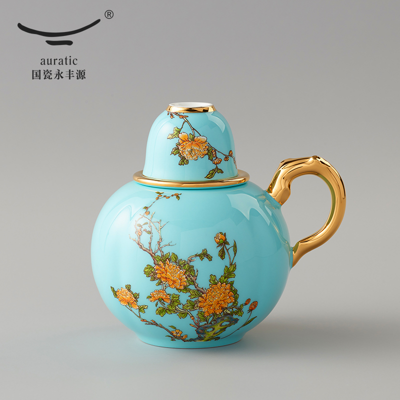 The porcelain Mrs Yongfeng source porcelain four head rice wine with a suit a small handleless wine cup temperature wine pot ceramic glass household of Chinese style