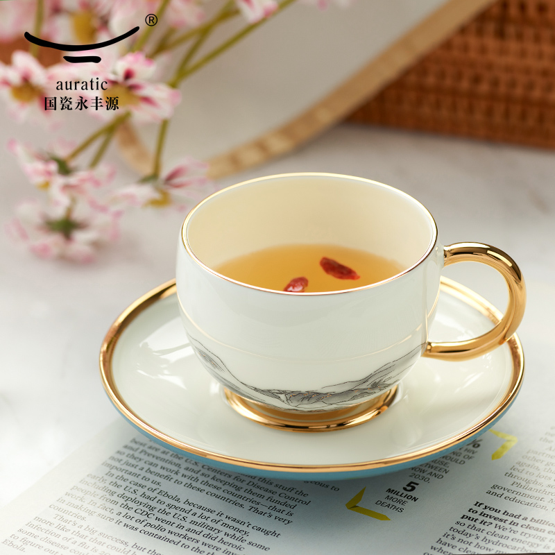 The porcelain yongfeng source Mr Li jiangshan 2 head coffee cups and saucers ceramic cups dish of gifts