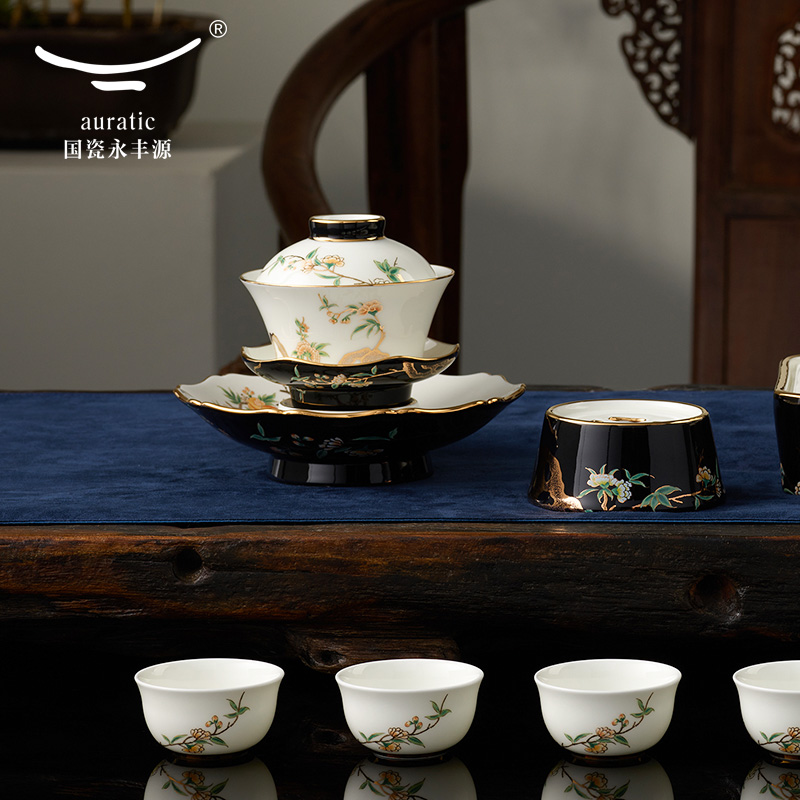 Mrs Porcelain Porcelain countries yongfeng source pomegranate home 3 head tureen ceramic kung fu tea set cover cup tureen tea cups