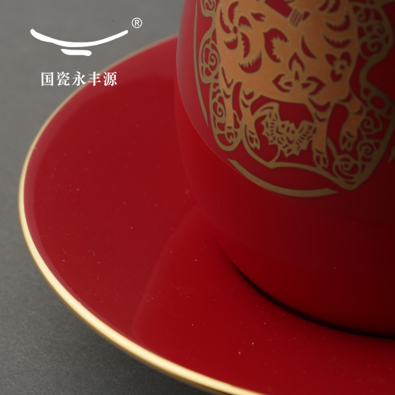 The porcelain yongfeng source in The ipads porcelain cup of glass ceramics with cover office cup saucer suits for lovers cup cup