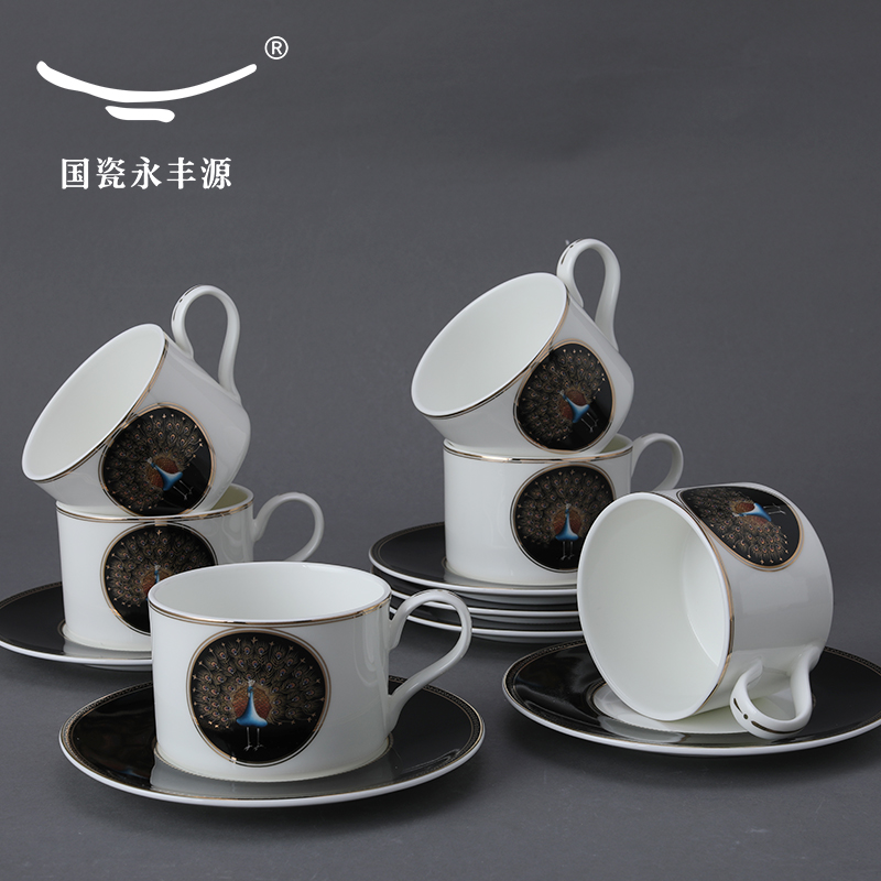 The porcelain yongfeng source auk to The gauge head of 12 tea sets gift of ceramic cups of black tea tea coffee kit