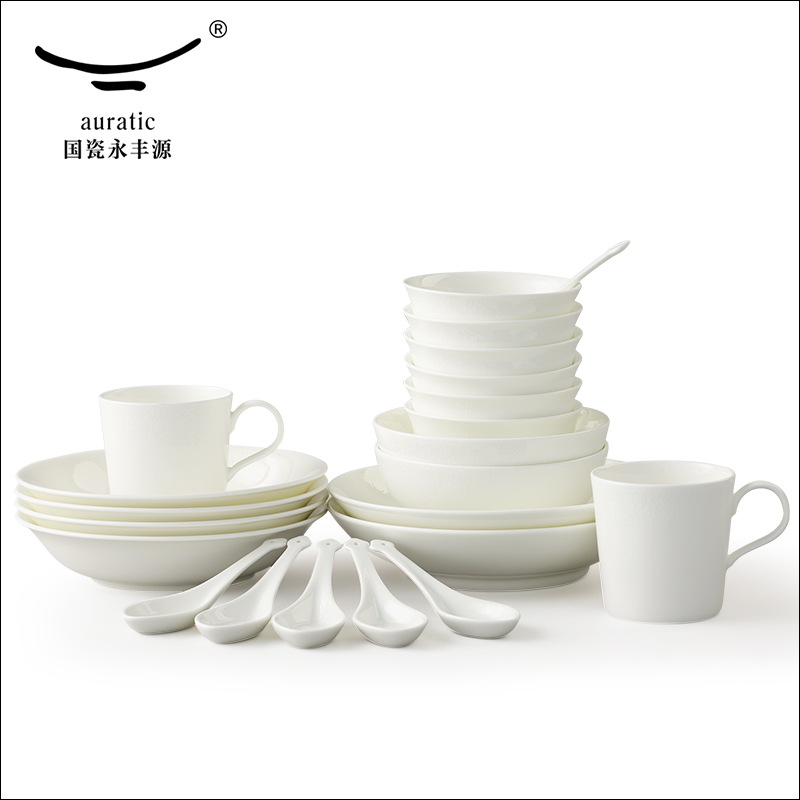 The white porcelain yongfeng source poet ceramic tableware suit Chinese style dishes of household ceramic bowl chopsticks dish bowl