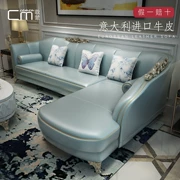 Song of Mông Cổ và châu Âu sofa da phong cách sau khi lớp đầu tiên của phòng khách hiện đại sofa góc sofa căn hộ nhỏ nhẹ da sang trọng - Ghế sô pha