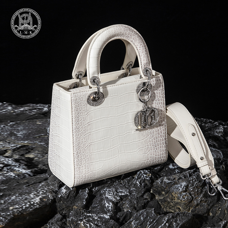 French L Mk Genuine Leather Bag for Women, High-End, Light Luxury, Niche Socialite Style, Princess Diana Bag, Commuter Handbag