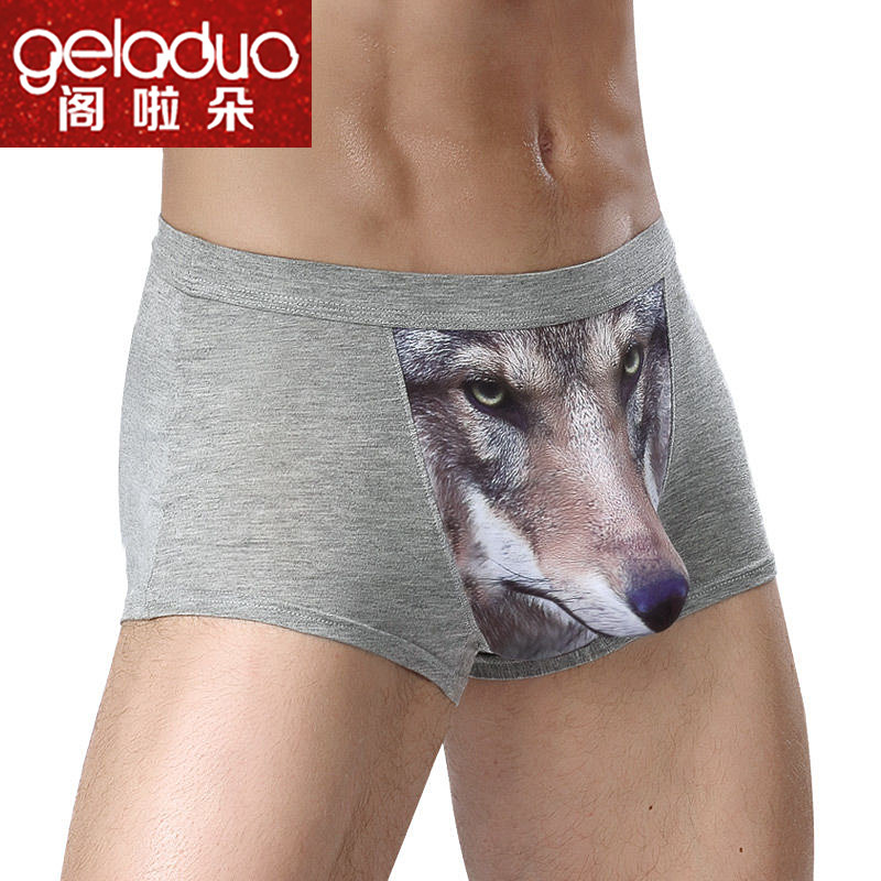 Personality Wolf printed men's underwear Large size for waist Sexy to blame cartoon cute and breathable Modale Four-corner pants