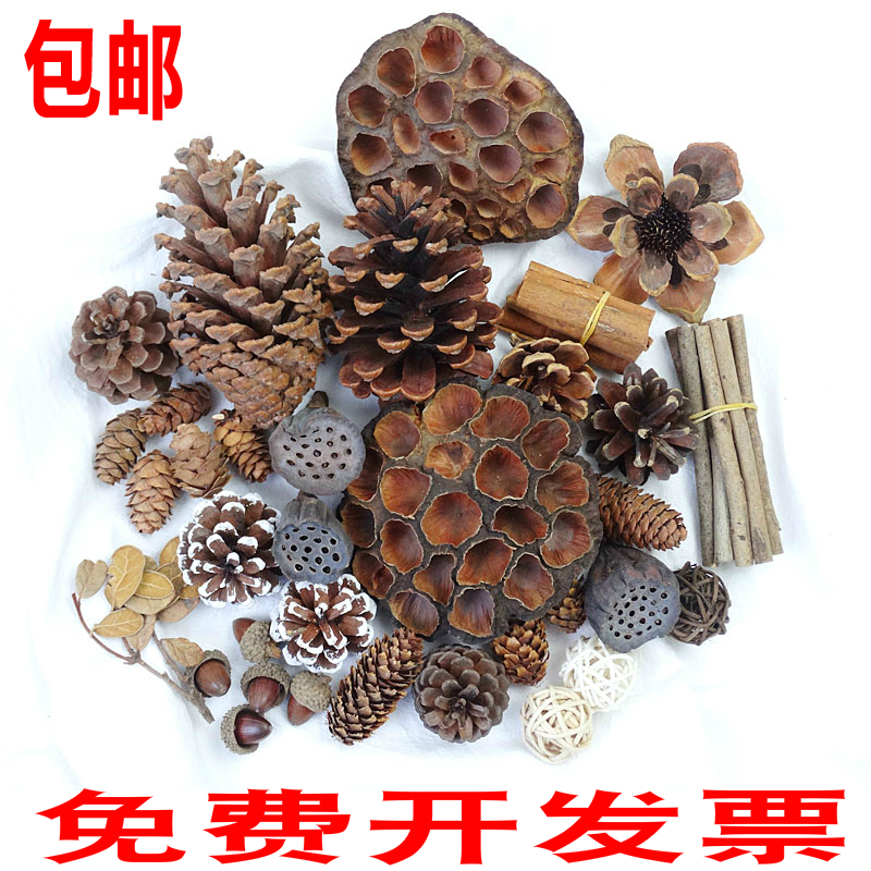 Taiwan pine nuts dried lotus cedar tower cotton drying flower forest material package diy handmade kindergarten ring material