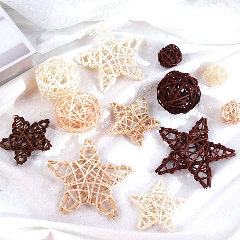 Rattan ball five-pointed star handmade rattan kindergarten diy ornaments Christmas material holiday decoration ins shooting props