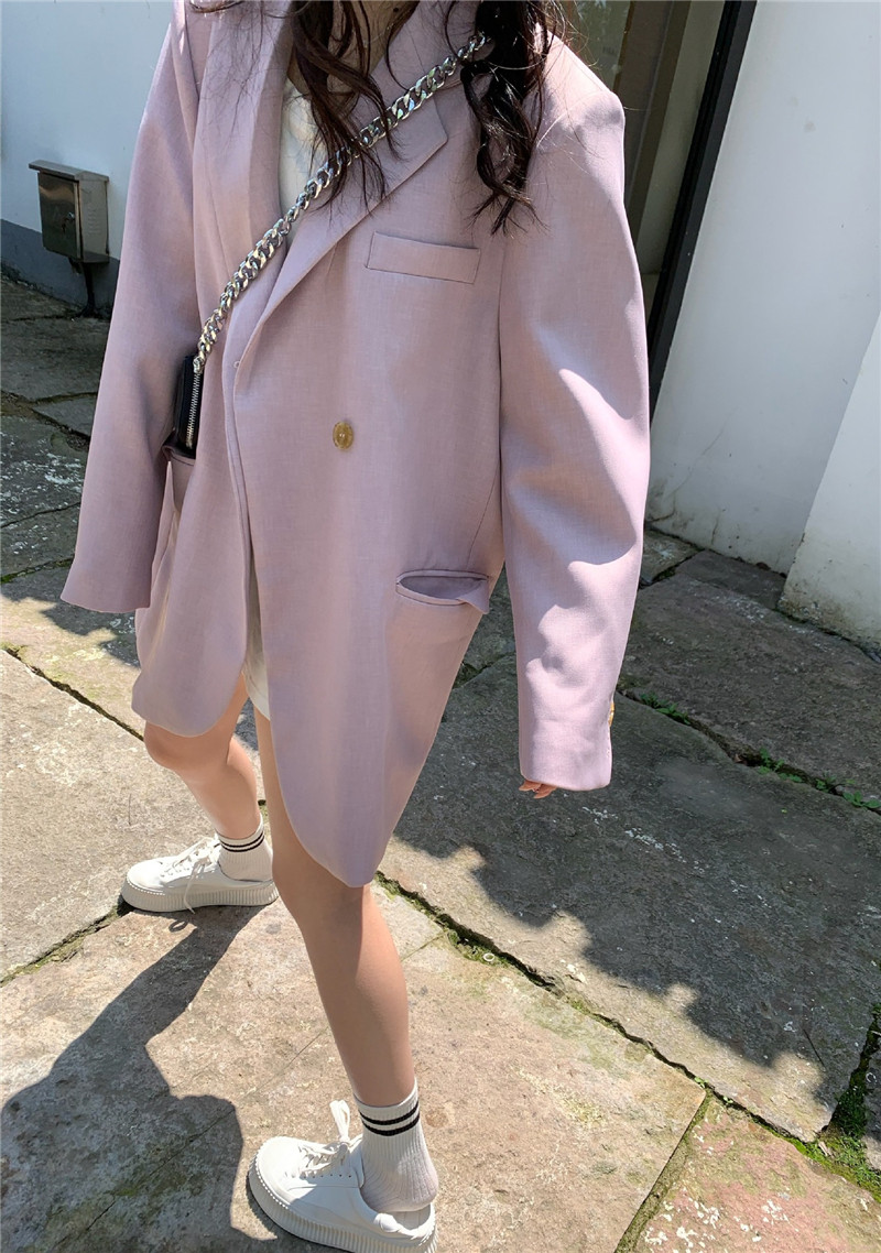Inron Wind Oversize Loose Pink Small Suit Han Fan Trendy Teenage Girl Spring Casual Suit Jacket Woman