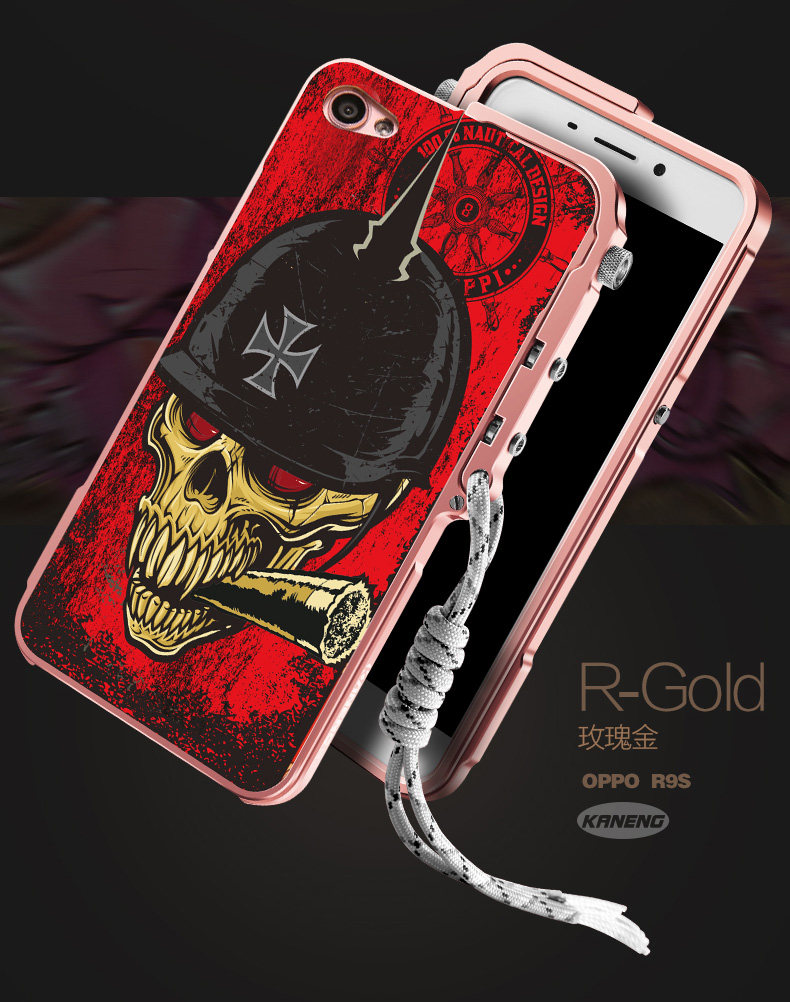 KANENG Mechanical Arm Trigger Aluminum Bumper Metal Frame Case Cover for OPPO R9s