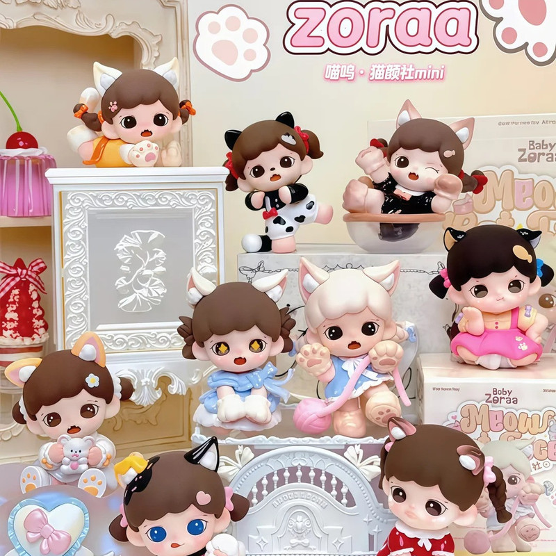 [in Stock] Genuine Tnt Meiba Zoraa Meow Meow Cat Face Society Series Blind Box Mini Cute Doll Gift