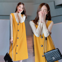 Pregnant women autumn suit fashion belt skirt age age pregnant women tide 2021 autumn winter dress foreign style out