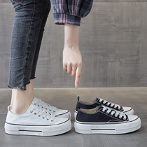  Tide brand white shoes womens low-top canvas shoes womens 2021 spring and autumn new black thick-soled muffin all-match casual board shoes