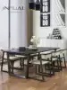 Nordic ash wood dining table and chair combination Black modern simple creative dining room solid wood rectangular dining table