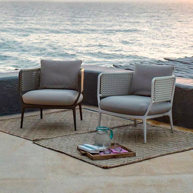 Nordic outdoor sofa outdoor leisure rattan sofa rattan furniture courtyard balcony soft designer single rattan chair