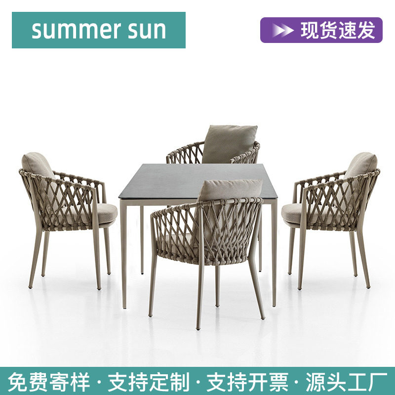 Outdoor tables and chairs combined casual vineyard cottage dining table and chairNordic balcony vinechair three piece set of simple furniture