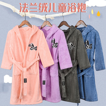 Shafitier boys and girls autumn and winter new middle and big children flannel bathrobe children coral velvet with hooded nightgown