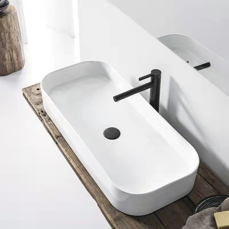 Nordic White Terrace Basin Washbasin Ceramic Basin Super Size Large Size Hotel Makeup Room Wash Basin 95cm