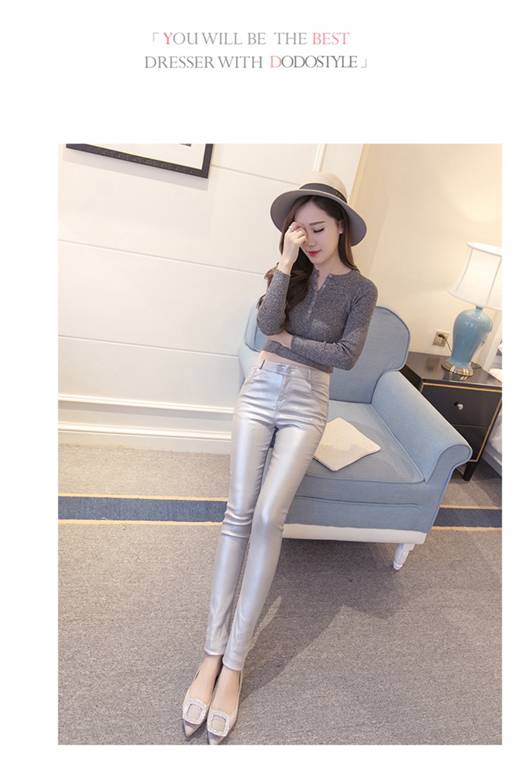 Quần da bó sát mới mùa xuân và mùa thu hoang dã eo cao đã mỏng bên ngoài mặc quần legging thun mờ chân quần nữ quần kaki nữ